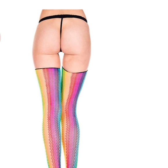 Rave Rainbow Suspenders Stockings - Picture 2 of 4